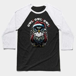 Santa Claus Owl For Christmas Baseball T-Shirt